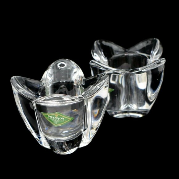 Pair of Shannon Handcrafted Crystal Votive Tea Candle Holders Set of 2 - Picture 4 of 10